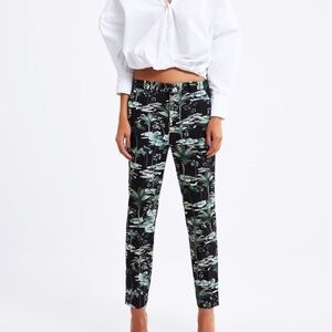 ZARA Tropical Palm Tree Print Pants New With Tags SZ Medium